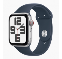 product image: Apple Watch SE 2 Aluminiumgehäuse silber 44mm Sportarmband sturmblau M/L (GPS + Cellular)